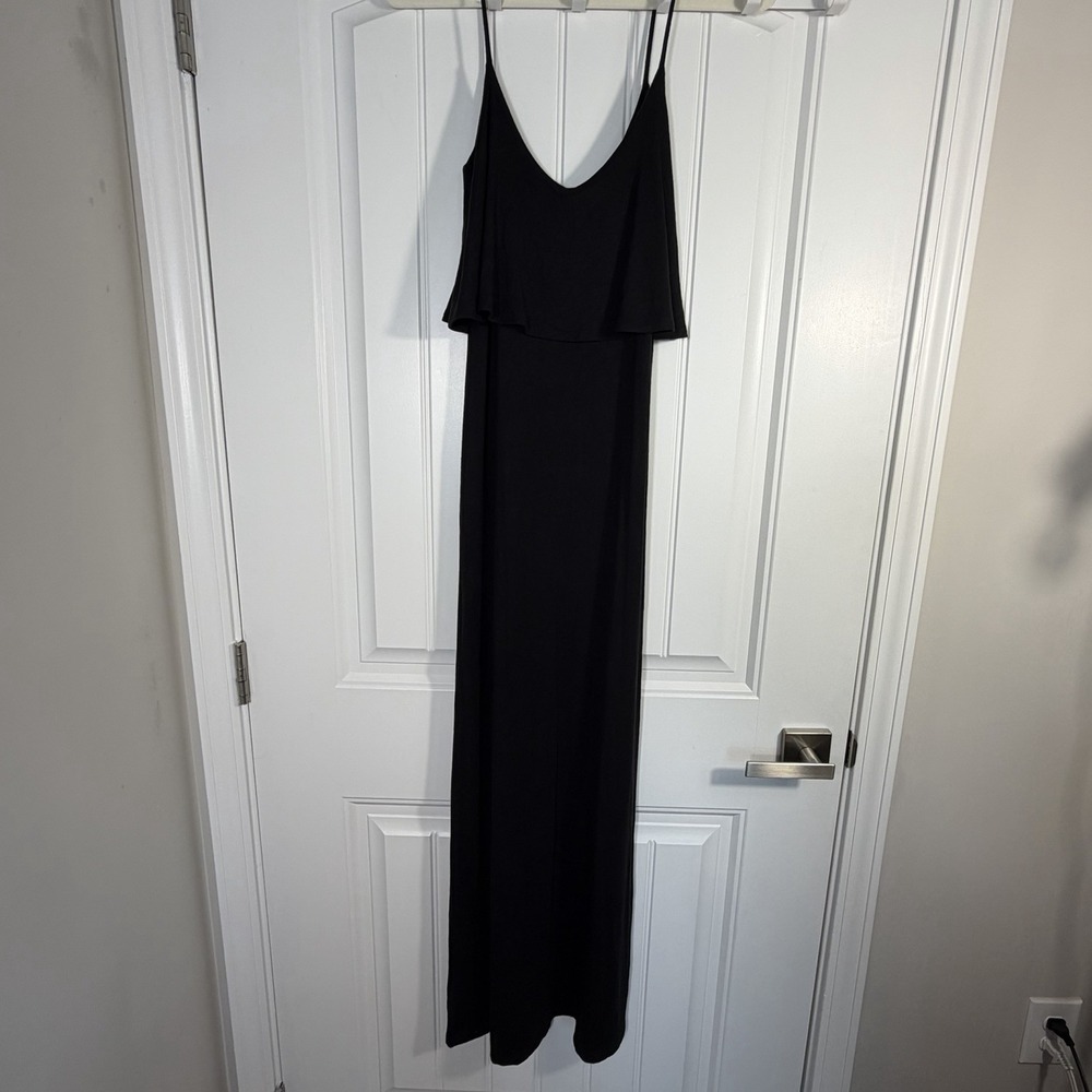 Keep It Sugar Black Layered Flowy Maxi Dress Spaghetti Strap XS